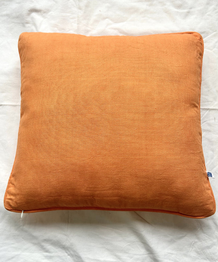 Orange plain handloom cotton cushion cover