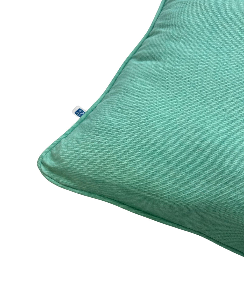 Teal green plain handloom cotton cushion cover