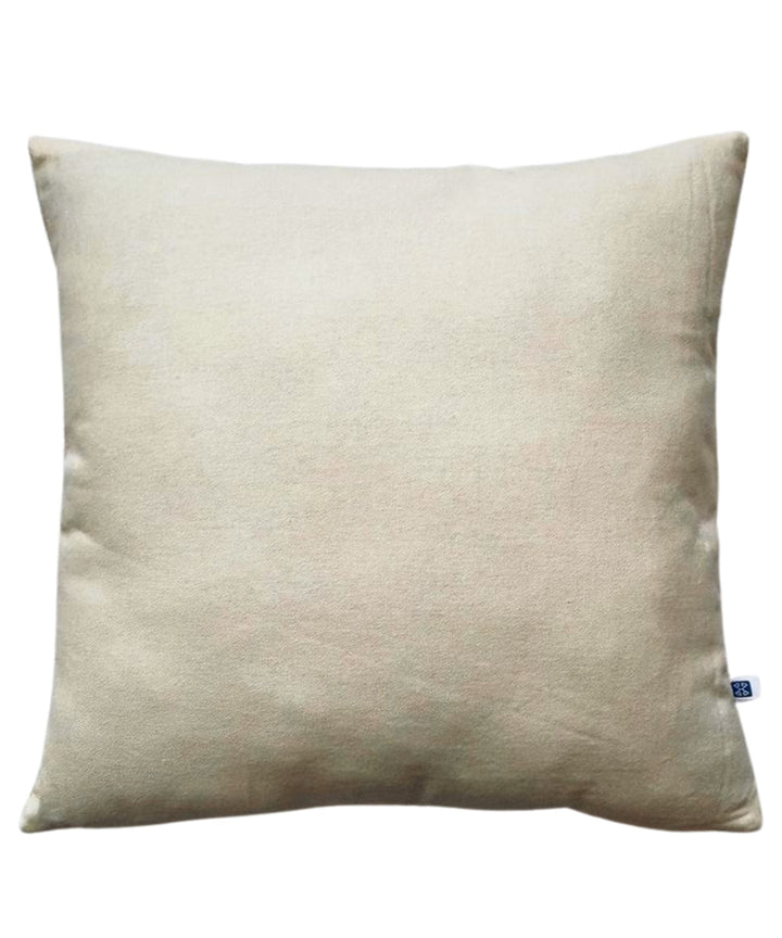 Cream slub cotton hand embroidered cushion cover