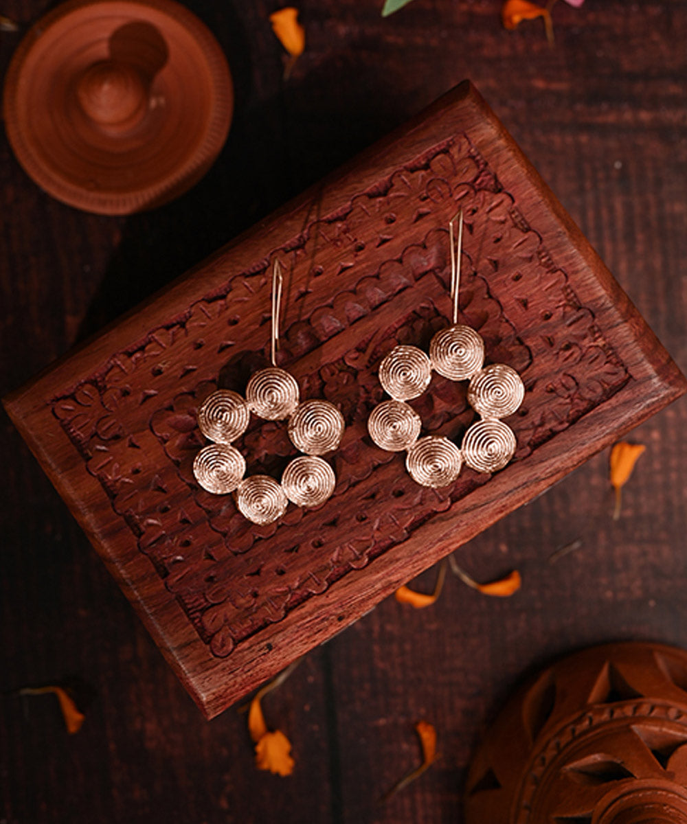 Yellow dhokra hand craft brass earring