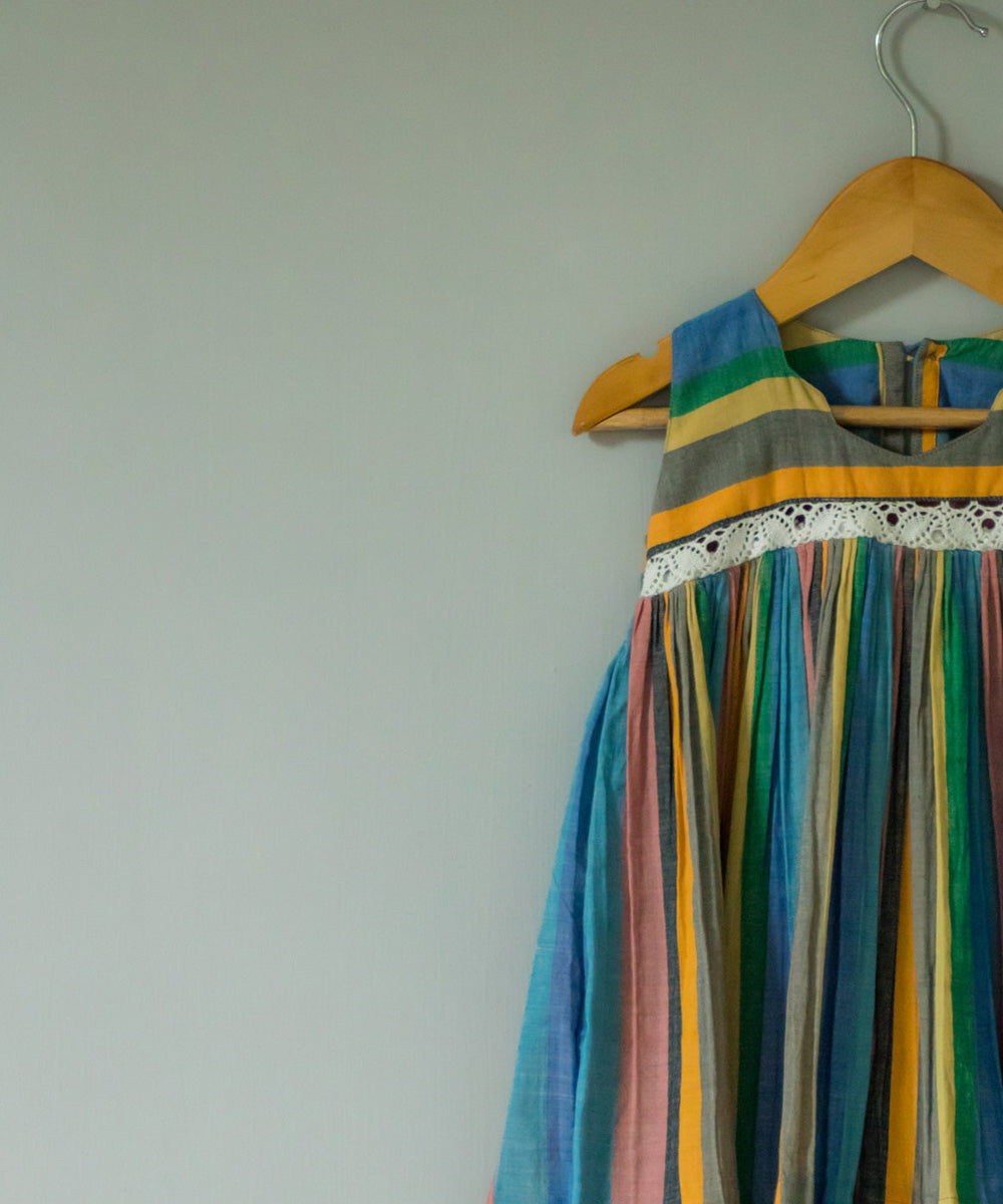 Multicolor handwoven cotton strappy dress