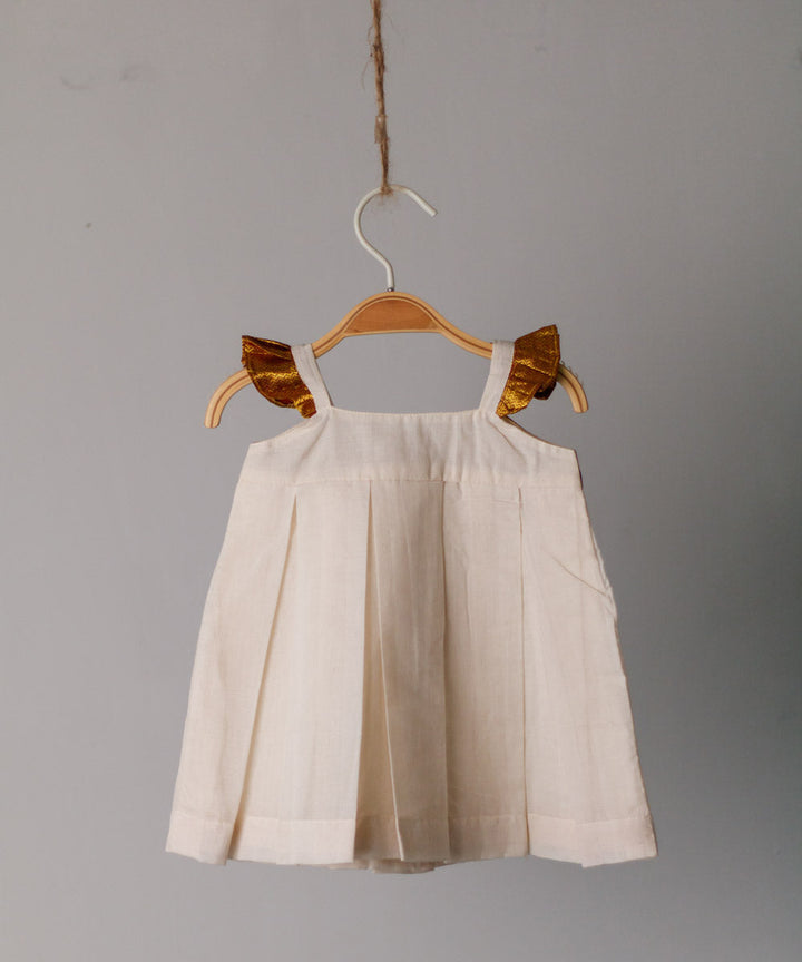 Cream handwoven cotton angel sleeve dress