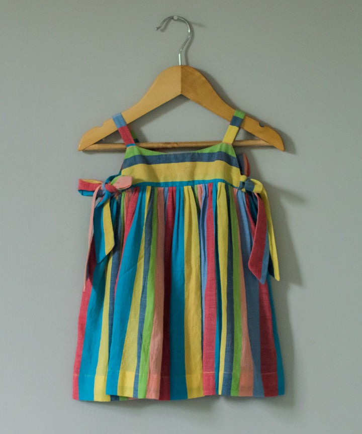 Multicolor handwoven cotton striped dress