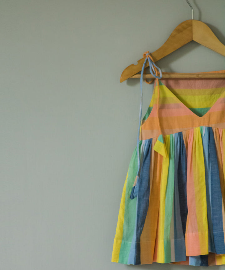 Multicolor handwoven cotton strappy dress