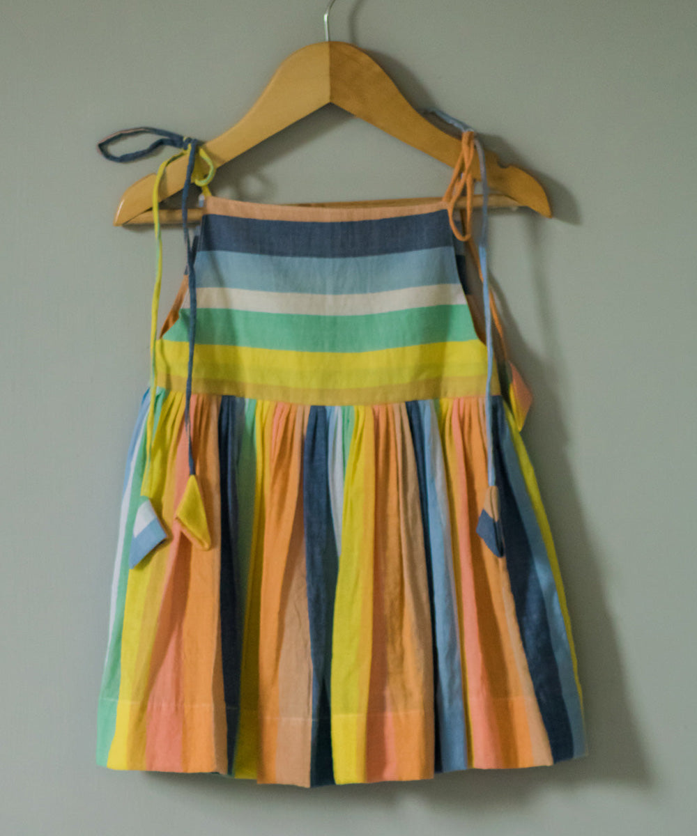 Multicolor handwoven cotton strappy dress