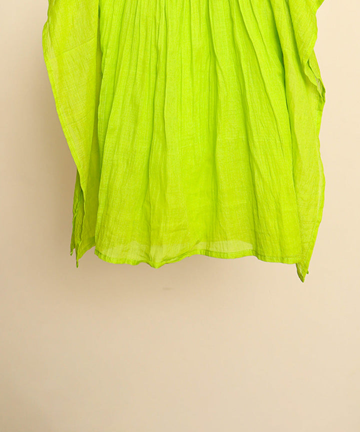Green handwoven cotton kaftan dress