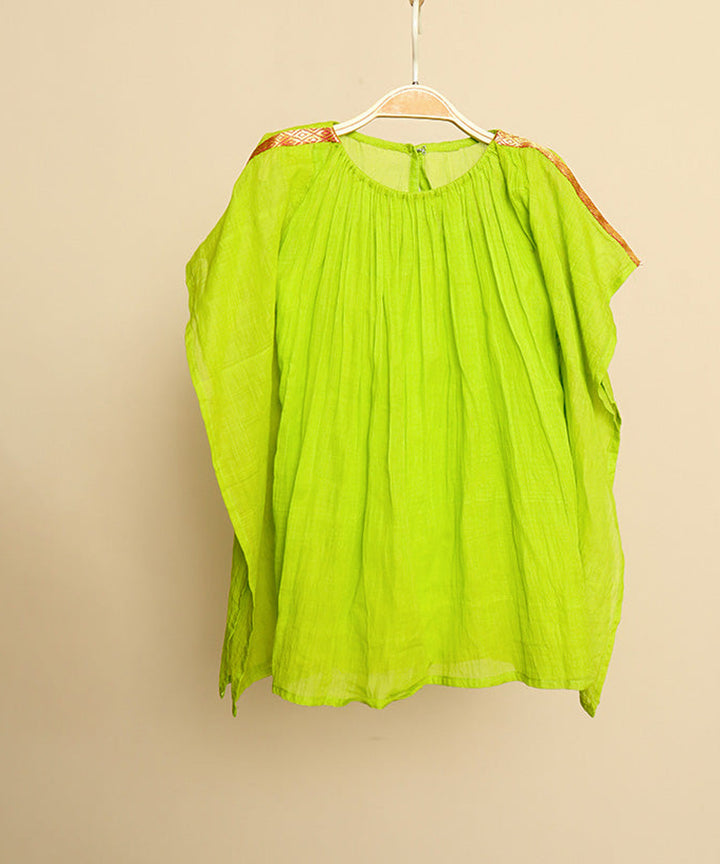 Green handwoven cotton kaftan dress