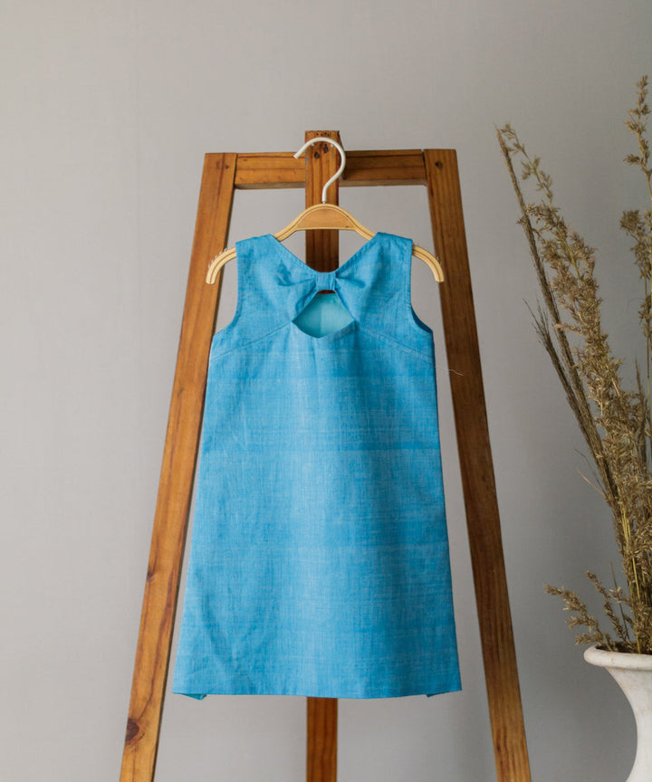 Blue handwoven cotton sleeveless dress