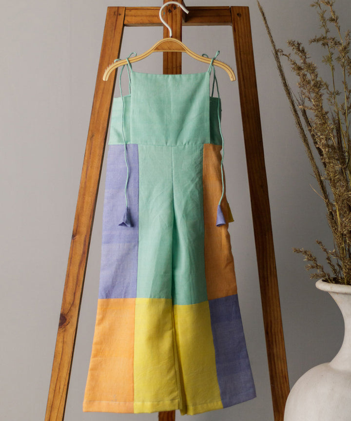 Pastel multicolor cotton color block jumpsuit