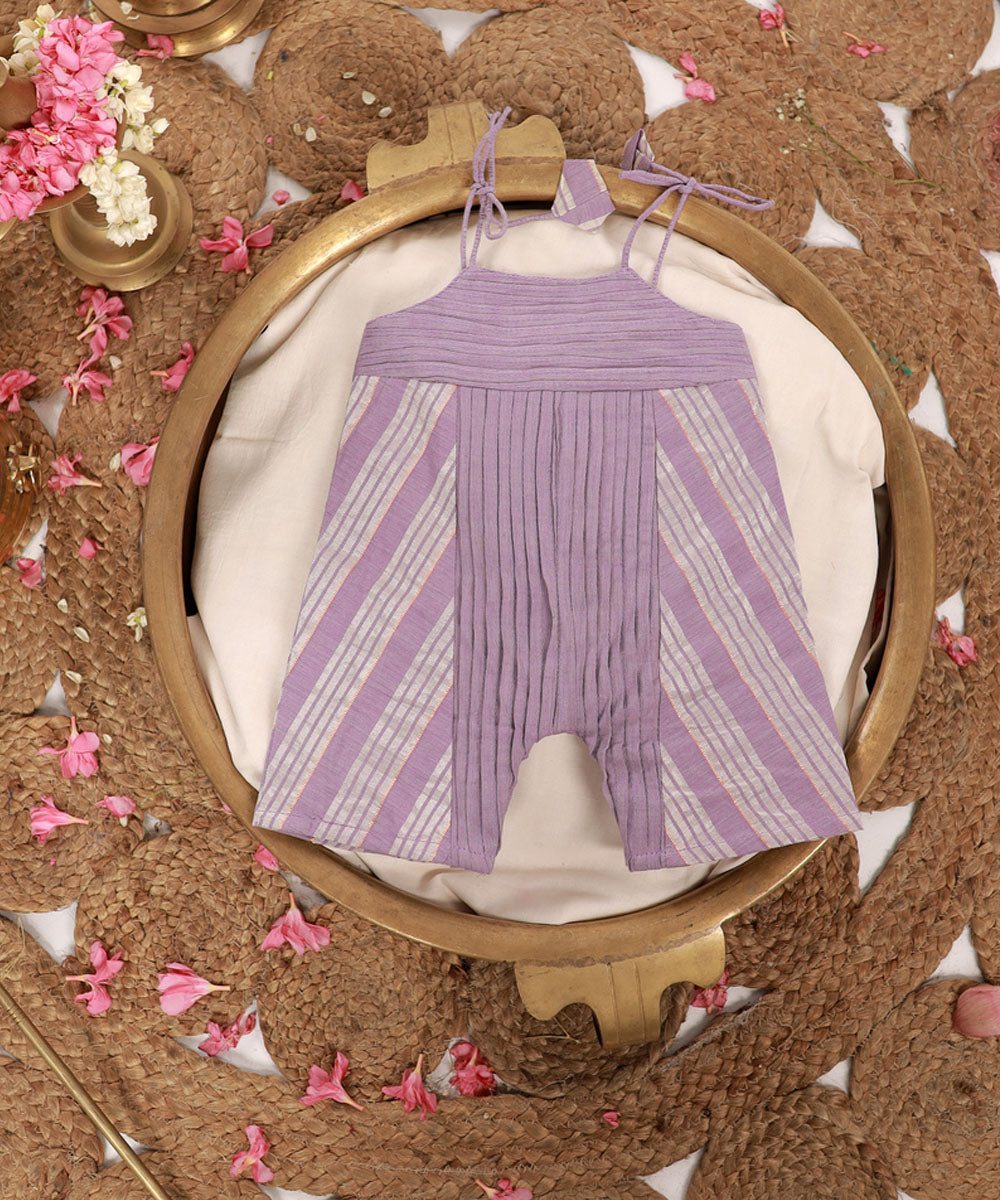 Lavender handwoven cotton striped jumpsuit