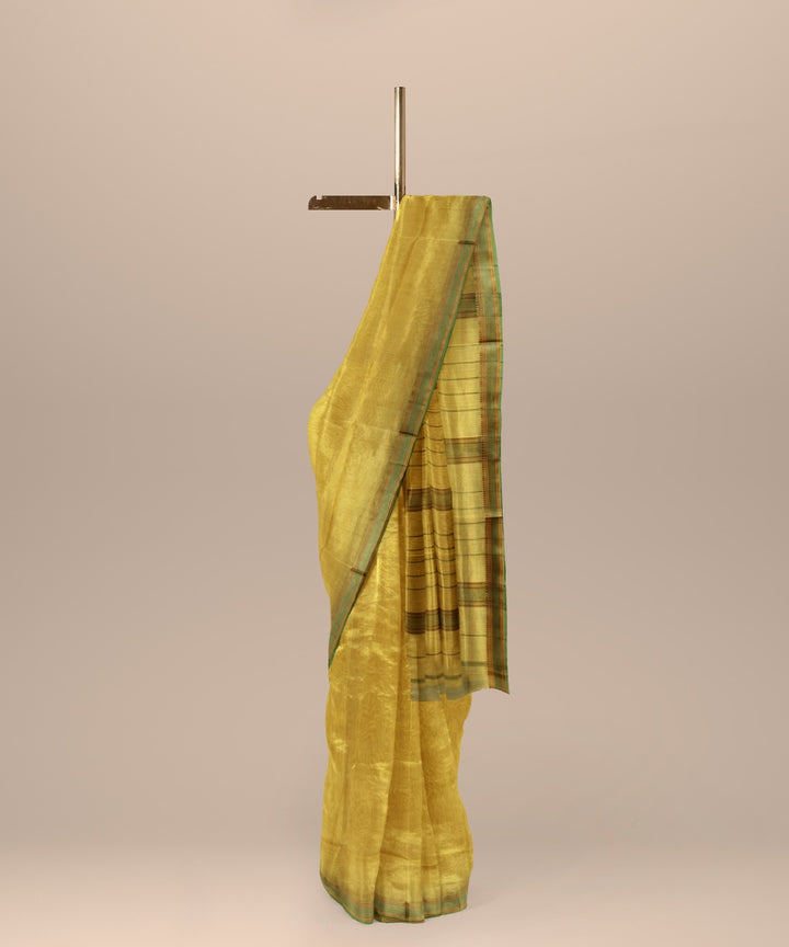 Mustard maheshwari cotton silk handloom saree