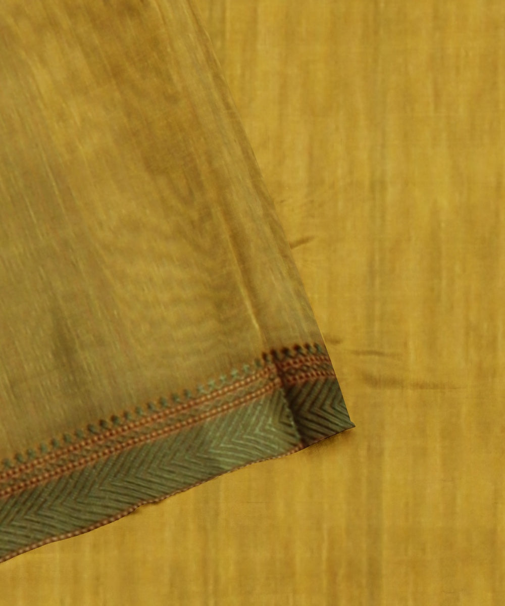 Mustard maheshwari cotton silk handloom saree