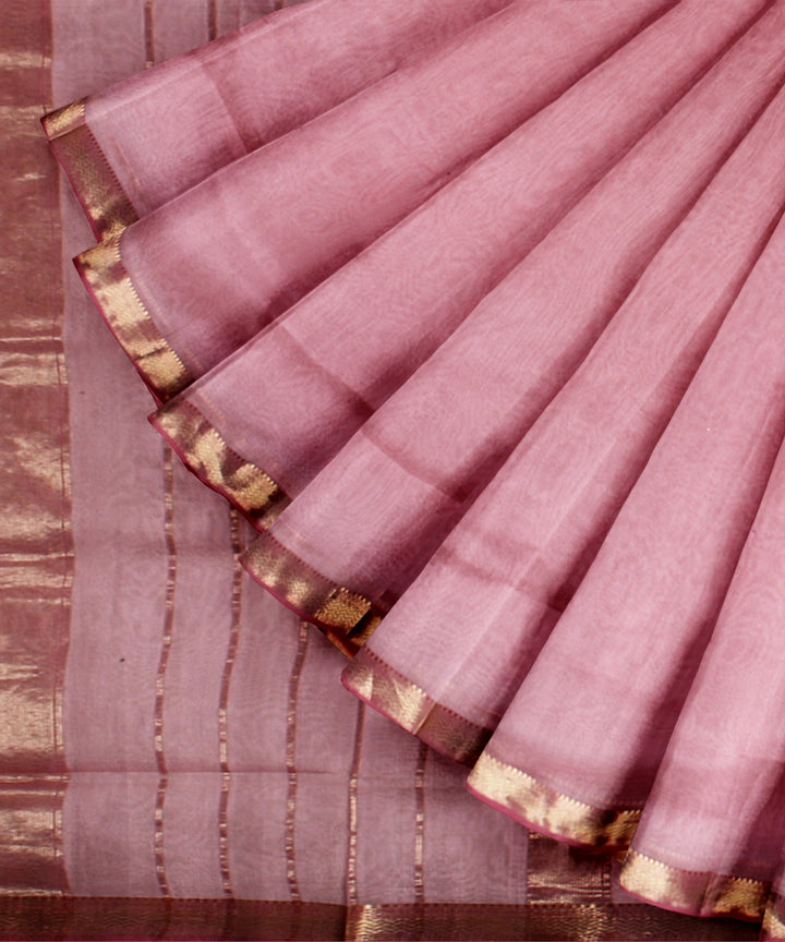 Pink maheshwari handloom cotton silk saree