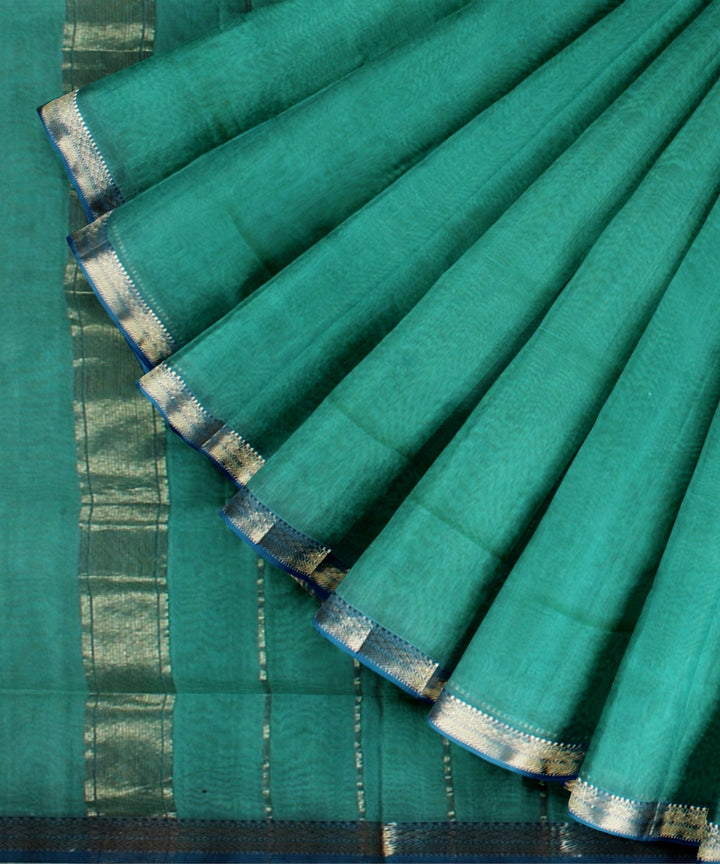 Light green handloom maheshwari cotton silk saree