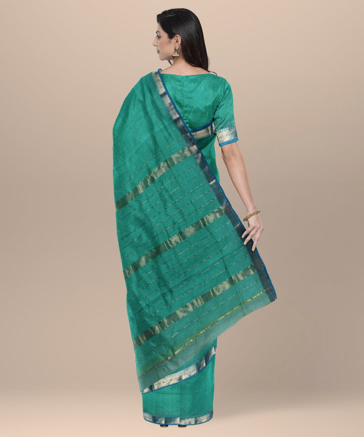 Light green handloom maheshwari cotton silk saree