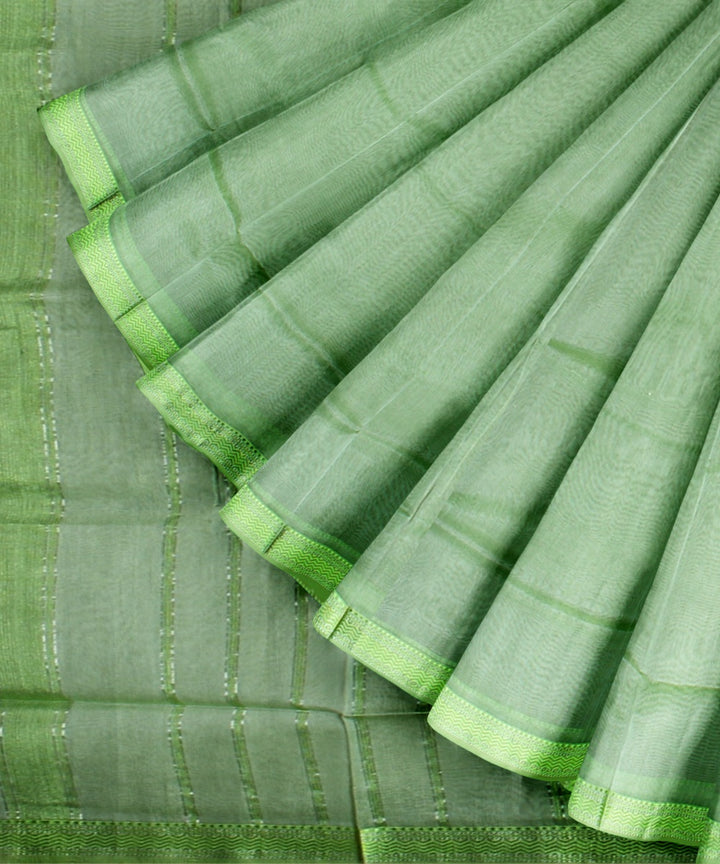 Light green maheshwari handloom cotton silk saree