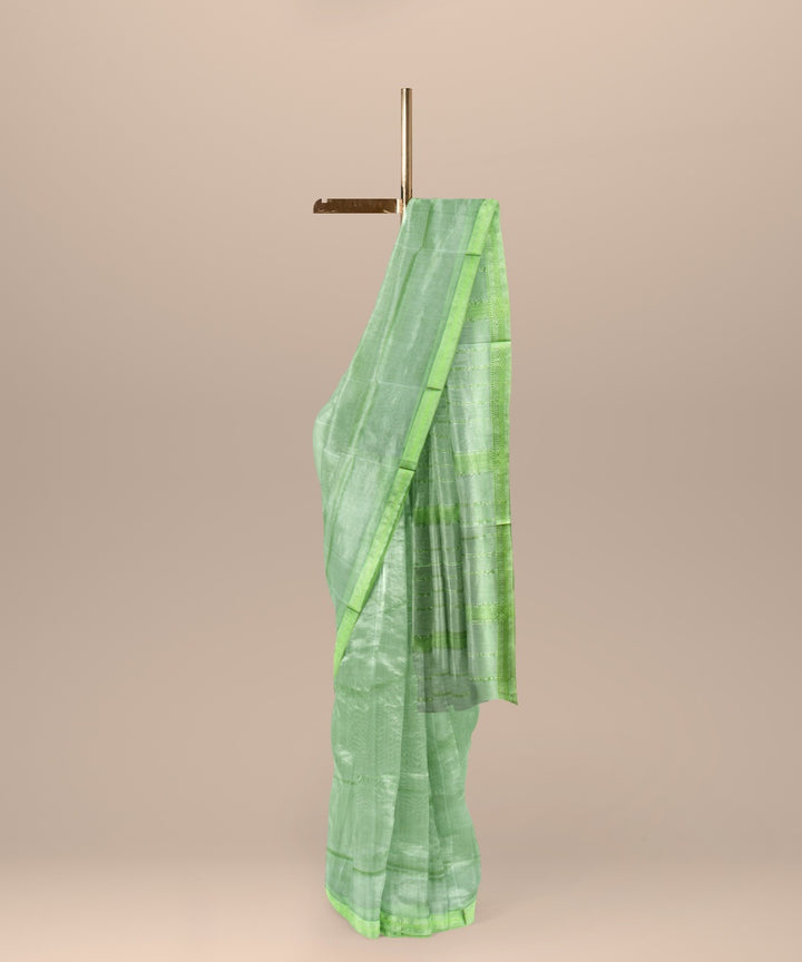 Light green maheshwari handloom cotton silk saree