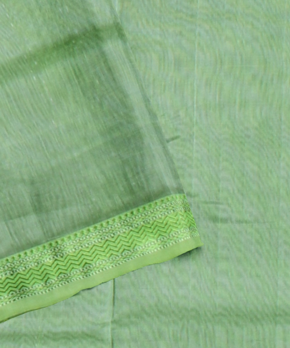 Light green maheshwari handloom cotton silk saree