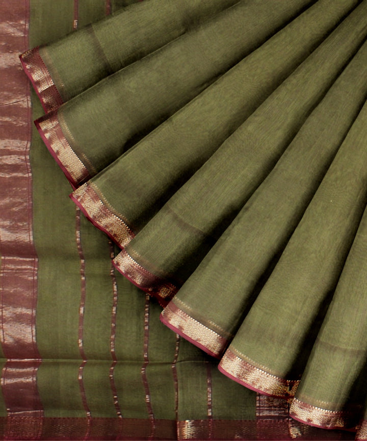 Mustard handloom cotton silk maheshwari saree