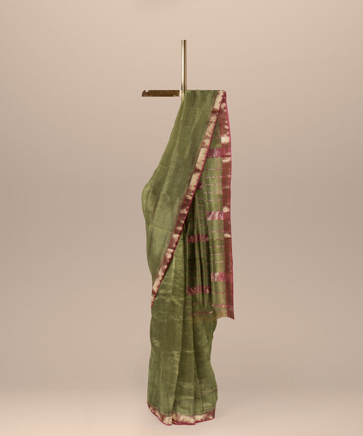 Mustard handloom cotton silk maheshwari saree