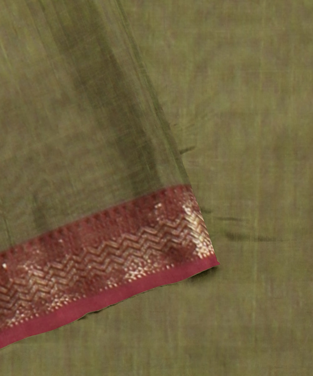 Mustard handloom cotton silk maheshwari saree