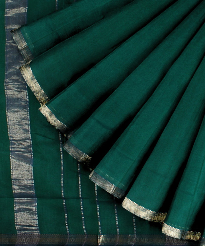 Green maheshwari handwoven cotton silk saree