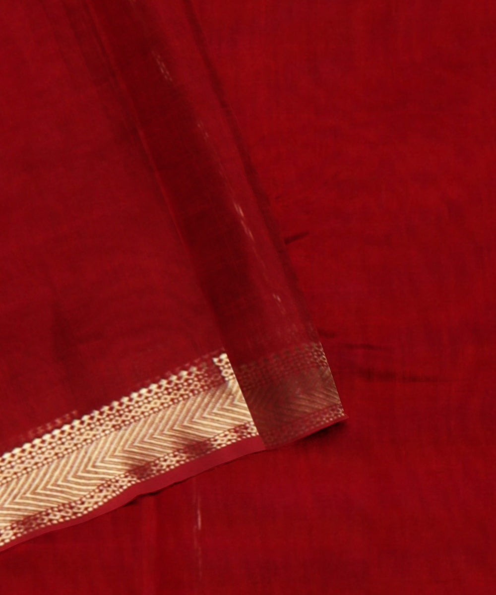 Red handwoven maheshwari cotton silk saree