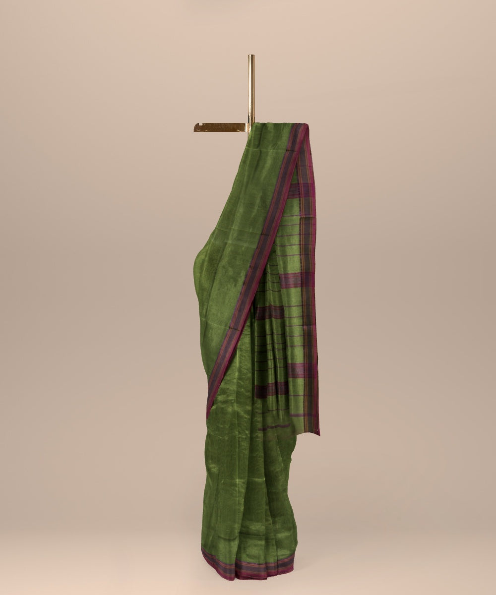 Light green maheshwari cotton silk handloom saree