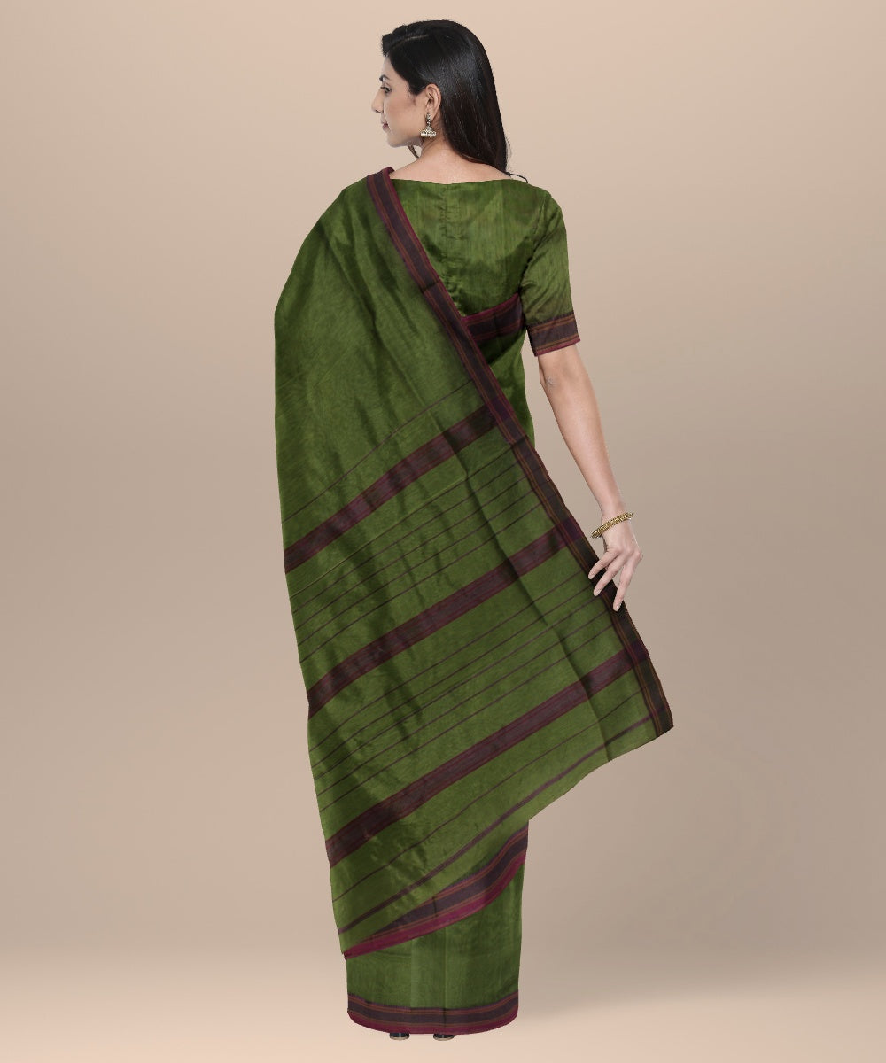 Light green maheshwari cotton silk handloom saree