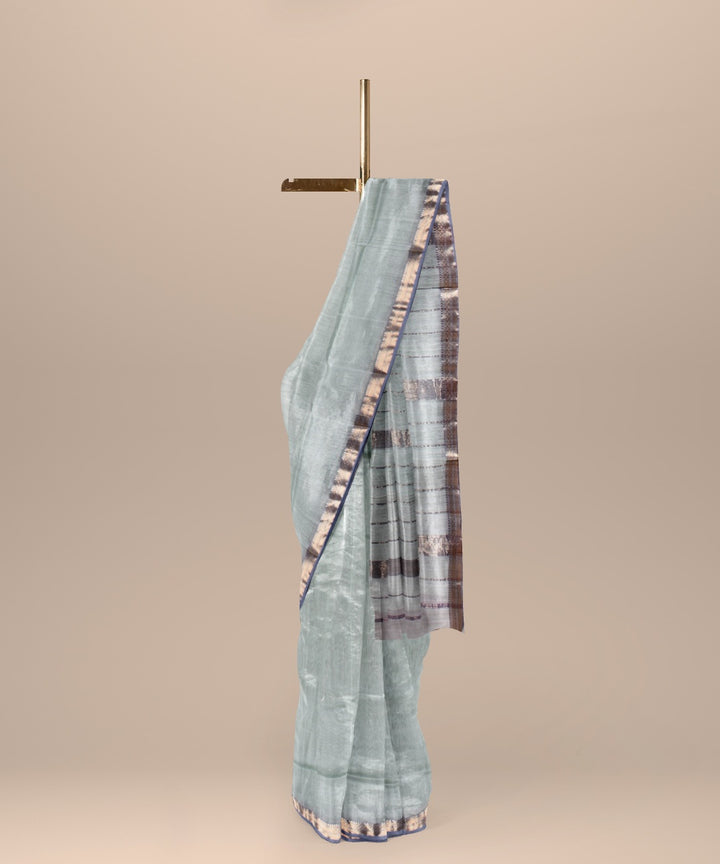 Grey handloom cotton silk maheshwari saree