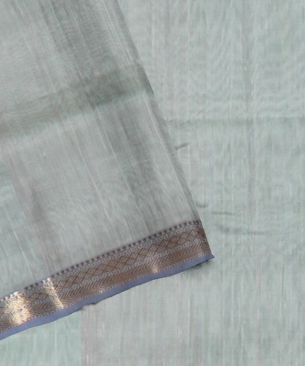 Grey handloom cotton silk maheshwari saree