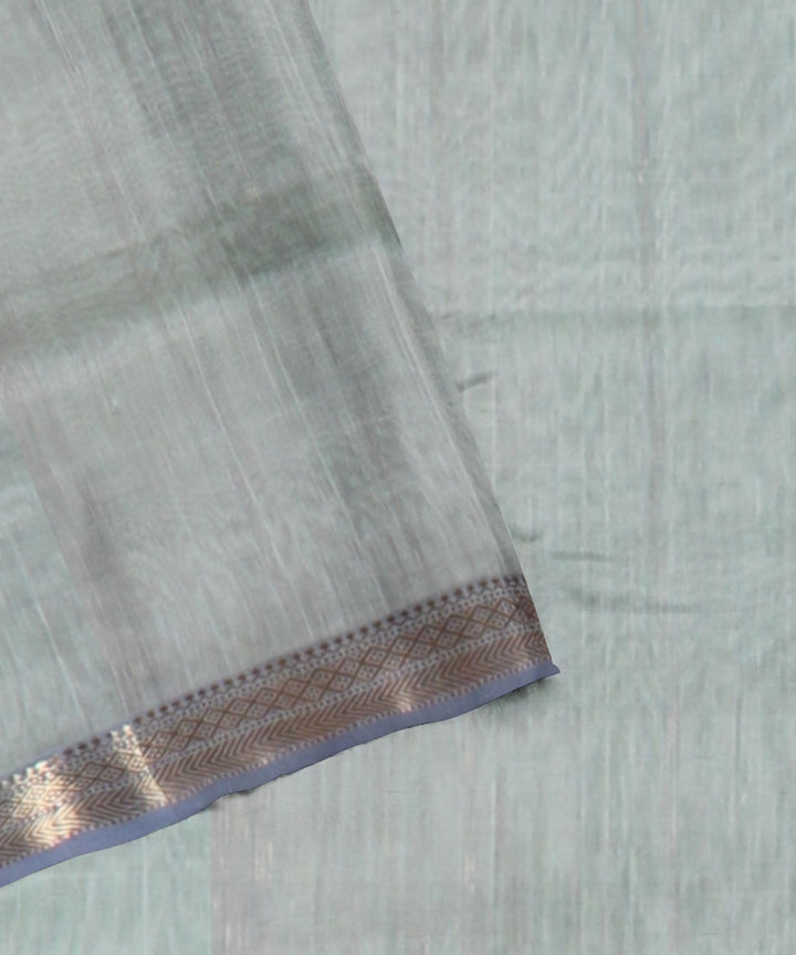 Grey handloom cotton silk maheshwari saree