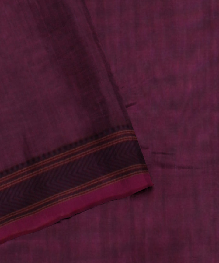 Wine handwoven maheshwari cotton silk saree