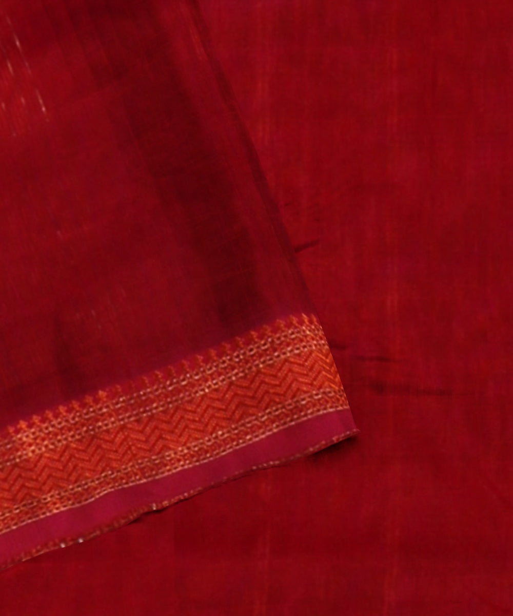 Red maheshwari handloom cotton silk saree