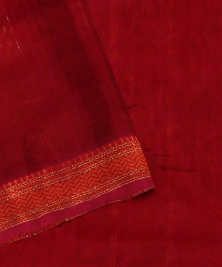 Red maheshwari handloom cotton silk saree