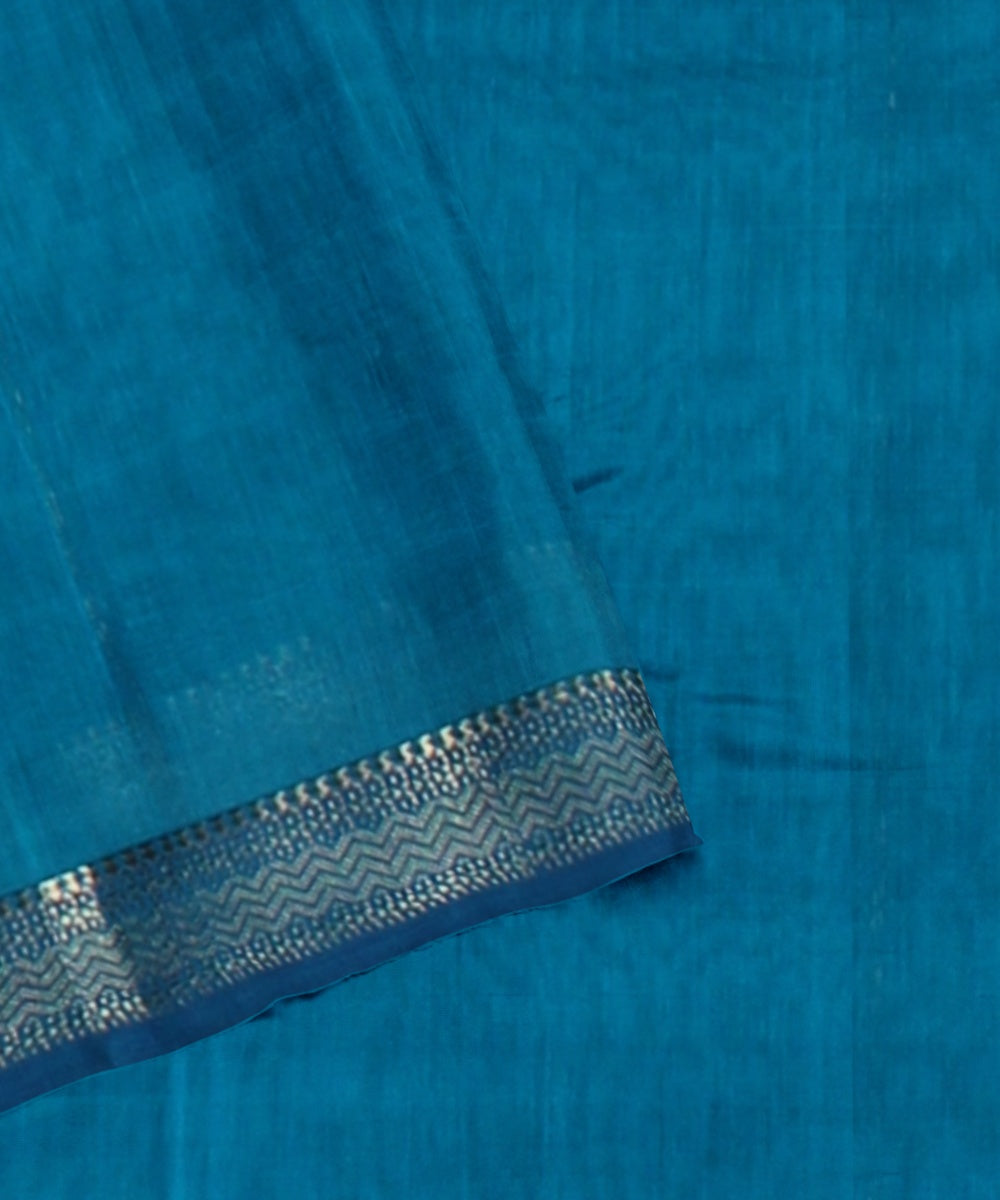 Blue cotton silk handloom maheshwari saree