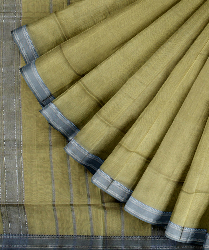 Light yellow handloom maheshwari cotton silk saree