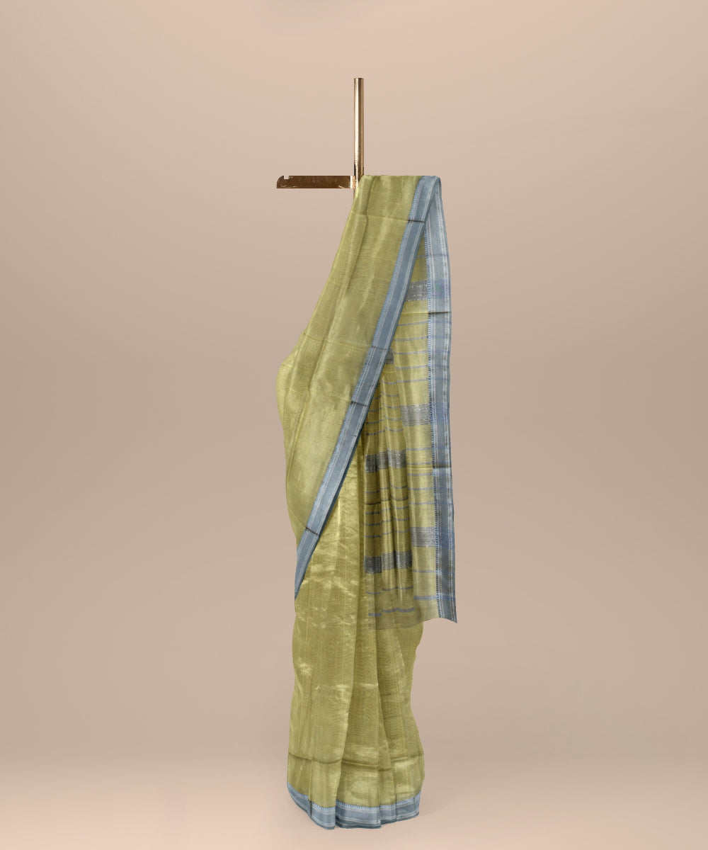 Light yellow handloom maheshwari cotton silk saree