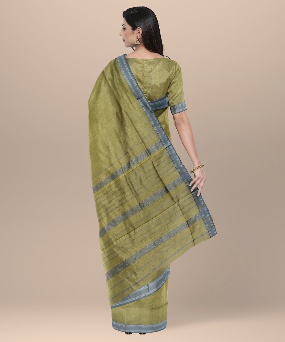 Light yellow handloom maheshwari cotton silk saree