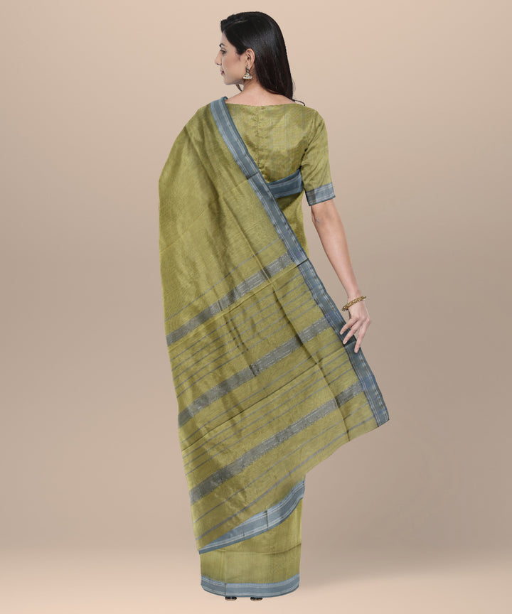 Light yellow handloom maheshwari cotton silk saree