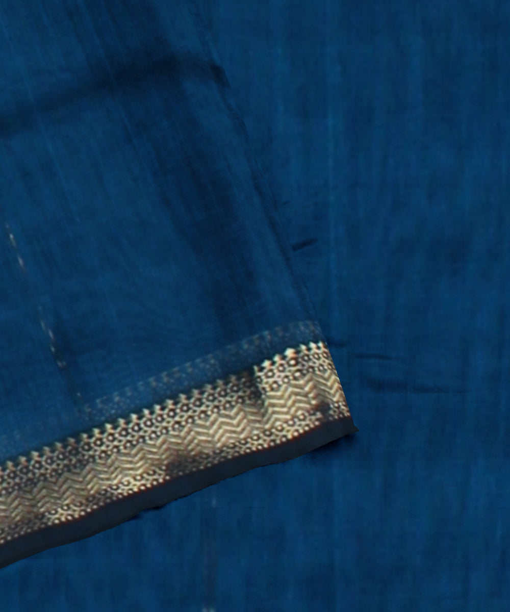 Teal handwoven cotton silk maheshwari saree