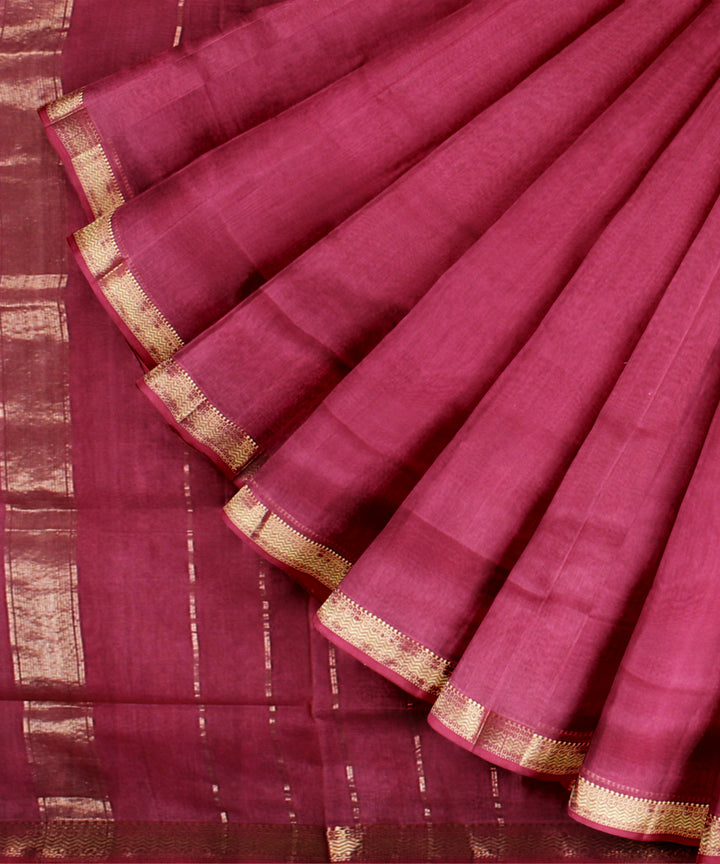 Pink maheshwari handwoven cotton silk saree