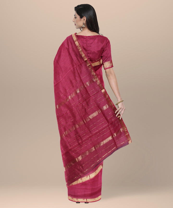 Pink maheshwari handwoven cotton silk saree