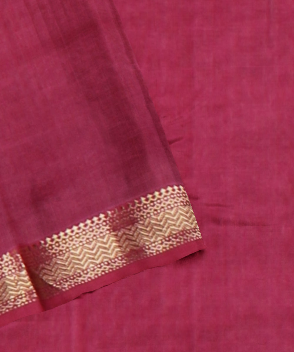 Pink maheshwari handwoven cotton silk saree