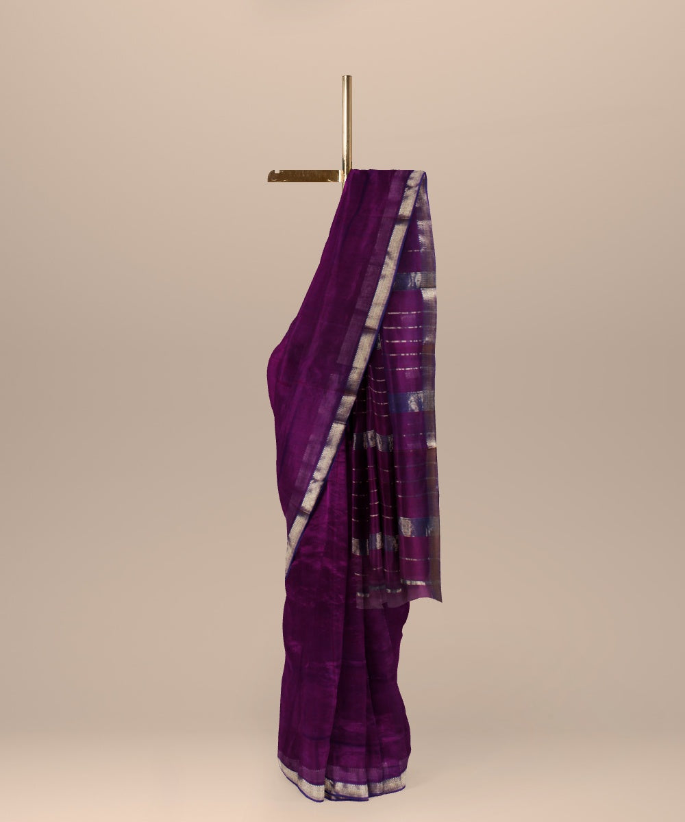 Magenta handloom maheshwari cotton silk saree