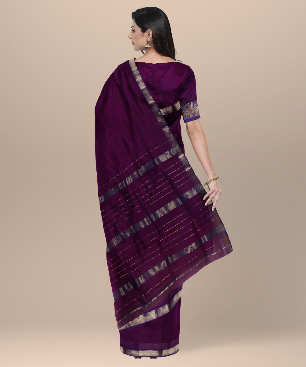 Magenta handloom maheshwari cotton silk saree