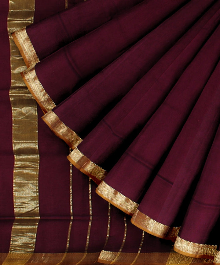 Maroon handloom maheshwari cotton silk saree
