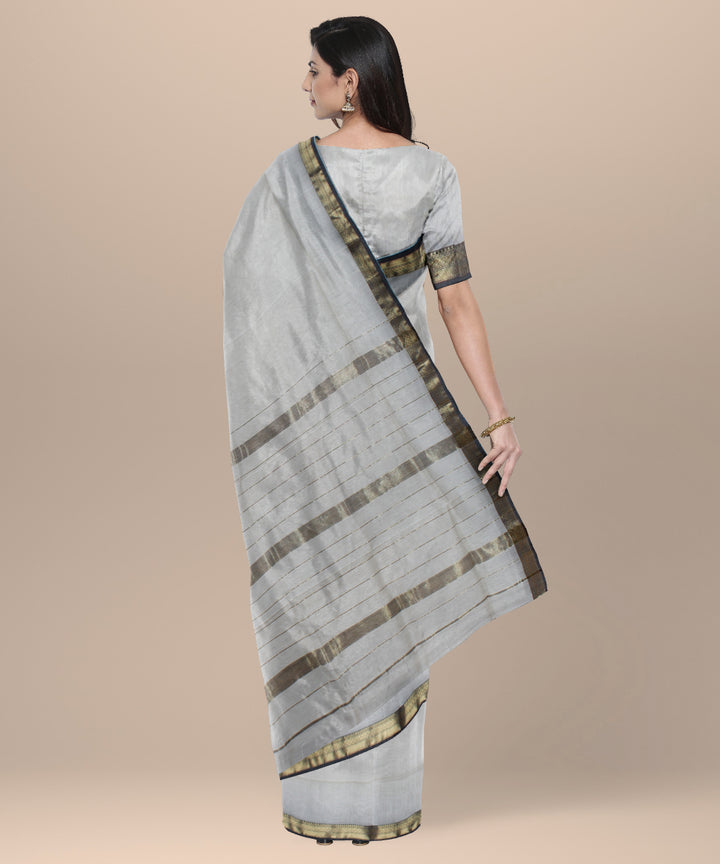 Offwhite handloom maheshwari cotton silk saree