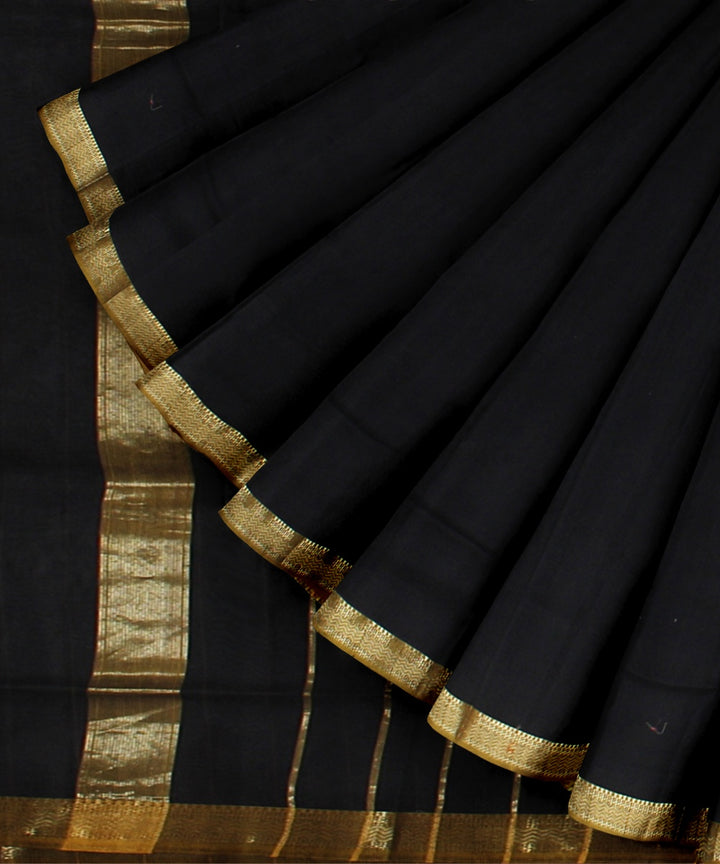 Black handloom maheshwari cotton silk saree