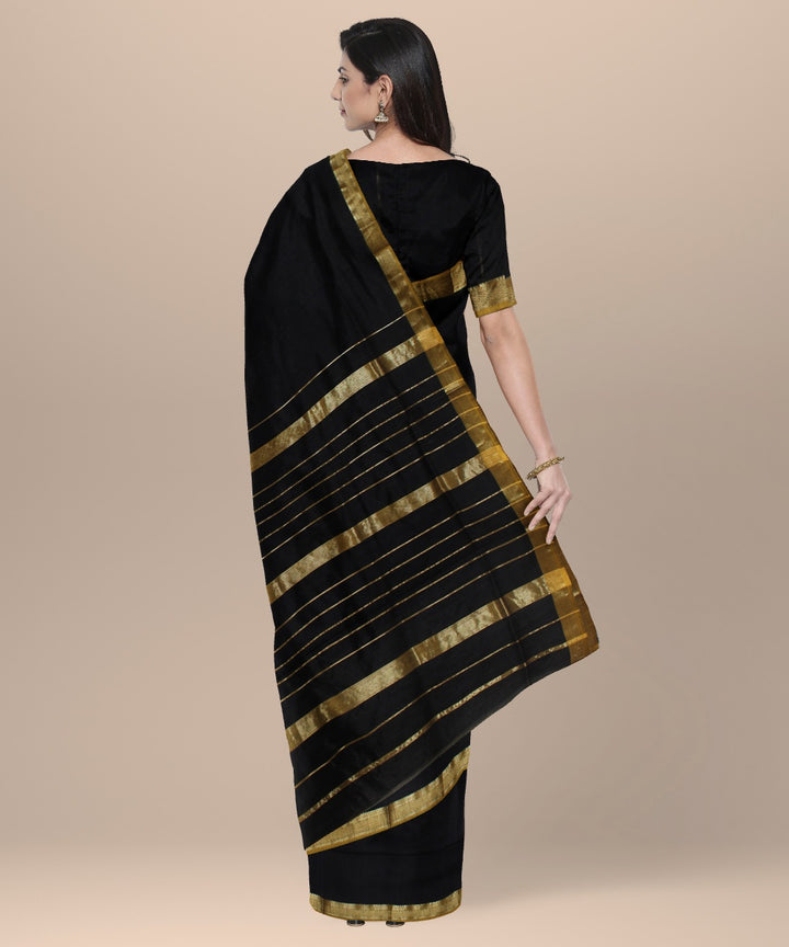 Black handloom maheshwari cotton silk saree